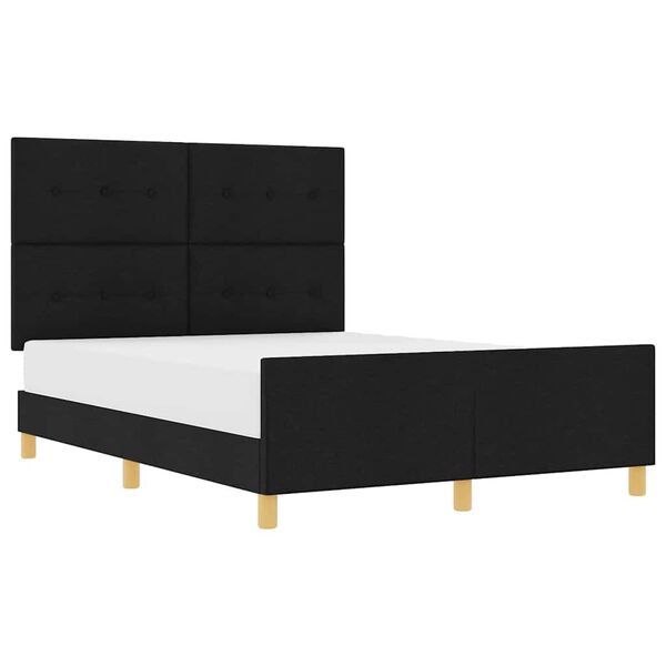 vidaXL Estructura de cama con cabecera Negro 140 x 190 cm tela
