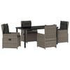 vidaXL Conjunto de Comedor de Jard&iacute;n 5 pcs Gris rat&aacute;n sint&eacute;tico