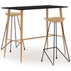 vidaXL Juego de mesa alta y taburetes de bar 3 piezas negro