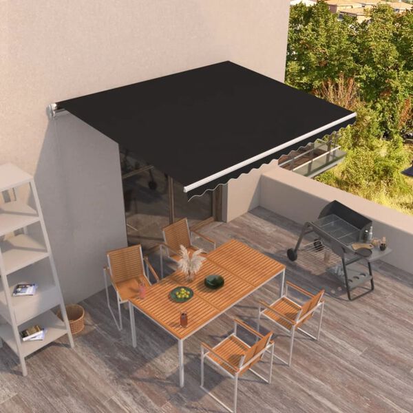 vidaXL Toldo retr&aacute;ctil manual gris antracita 400x350 cm