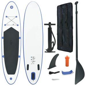 vidaXL Set de paddel surf tabla SUP inflable azul y blanco