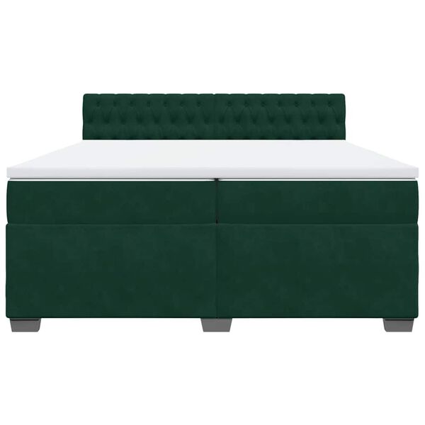 vidaXL Cama box spring con colch&oacute;n terciopelo verde oscuro 200x200 cm