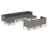 vidaXL Set de muebles de jard&iacute;n 10 pzas y cojines rat&aacute;n sint&eacute;tico gris