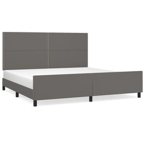 vidaXL Estructura de cama sin colch&oacute;n cuero sint&eacute;tico gris 200x200 cm