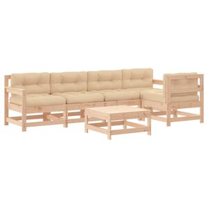 vidaXL Juego de muebles de jard&iacute;n 6 piezas y cojines madera maciza
