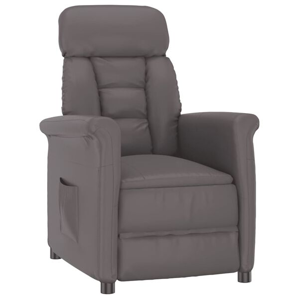vidaXL Sill&oacute;n reclinable de cuero sint&eacute;tico gris