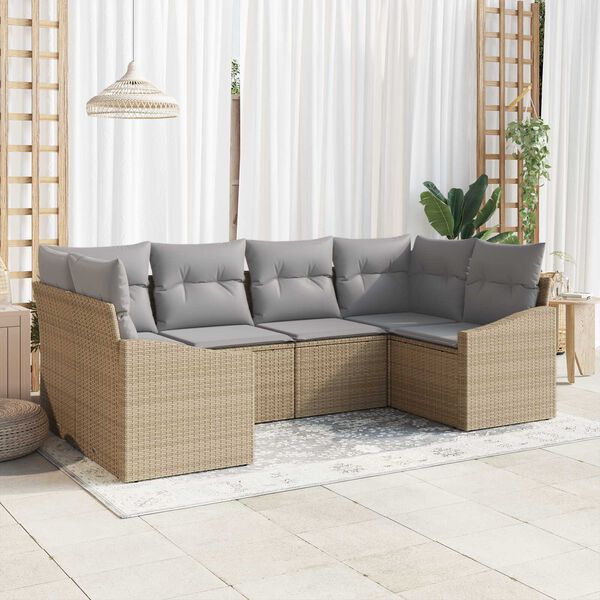 vidaXL Conjunto de sofá de jardín con cojín 6 pcs Beige y Gris Claro
