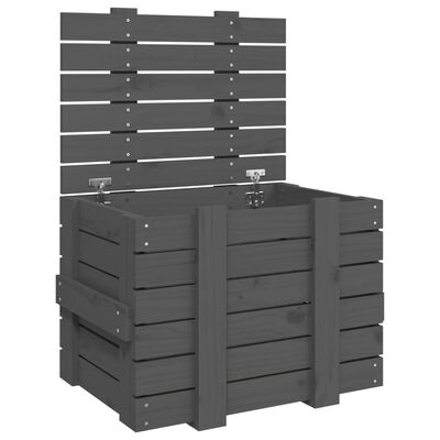 vidaXL Caja de almacenaje madera maciza de pino gris 58x40,5x42 cm