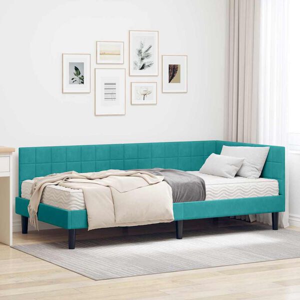 vidaXL Estructura de Cama Esquina con Colch&oacute;n Tuquesa 90 x 190 cm