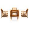 vidaXL Set comedor de jardín 5 pzas y cojines madera maciza de acacia