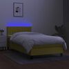 vidaXL Cama box spring colchón y luces LED tela verde 100x200 cm
