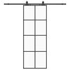 vidaXL Puerta corredera con juego herrajes negro 76x205 cm ESG vidrio