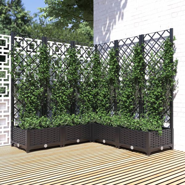 vidaXL Jardinera con enrejado PP negro 120x120x121,5 cm
