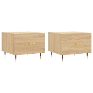 vidaXL Mesas de centro 2 uds madera ingenier&iacute;a roble Sonoma 50x50x40cm