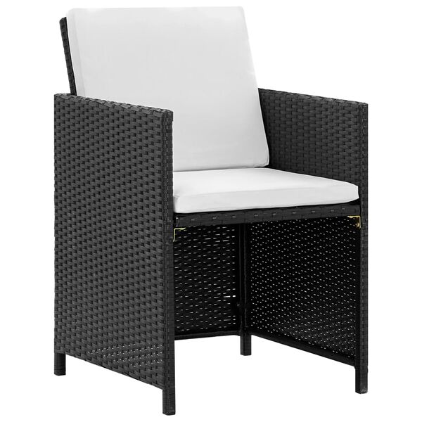 vidaXL Set comedor de jardín 11 piezas y cojines ratán sintético negro