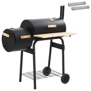 vidaXL Parrilla al aire libre 104 x 58 x 114 cm Acero Negro