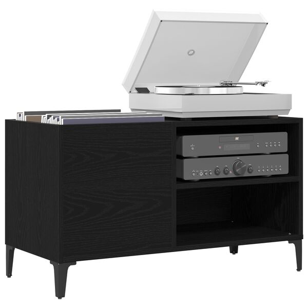 vidaXL Mueble para discos de vinilo Roble Negro 84,5 x 38 x 48 cm