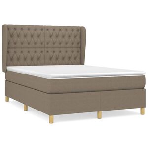 vidaXL Cama box spring con colch&oacute;n tela gris taupe 140x190 cm