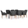 vidaXL Juego de comedor de jard&iacute;n 9 piezas con cojines negro