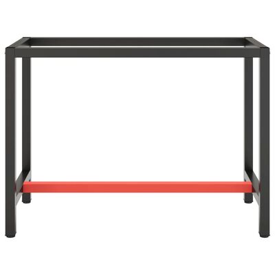 vidaXL Estructura banco de trabajo metal negro y rojo mate 110x50x79cm