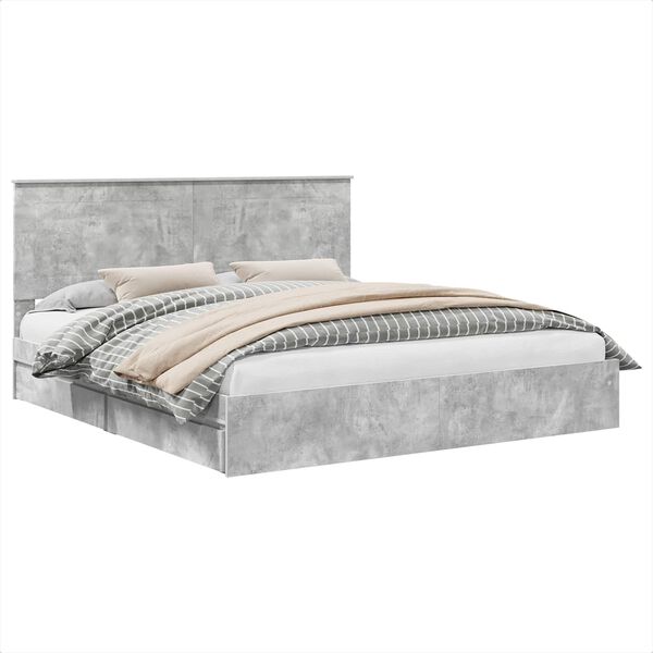 vidaXL Cama con almacenamiento con cabecera Gris Concreto 200 x 200 cm