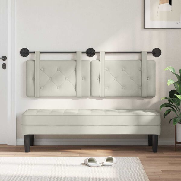 vidaXL Cabecera Colgante Crema 130 x 55 x 5 cm Terciopelo