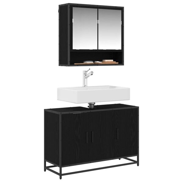 vidaXL Mueble de Cuarto de Ba&ntilde;o con puerta Roble Negro 90 x 33 x 60 cm