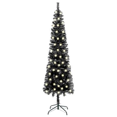 vidaXL Árbol de Navidad delgado con luces negro 210 cm