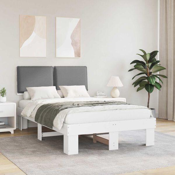 vidaXL Estructura de Cama con Cabecera Tapizada Gris Claro