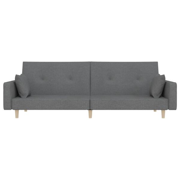 vidaXL Sof&aacute; cama de 2 plazas con dos almohadas tela gris claro