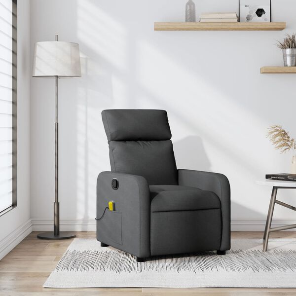 vidaXL Sill&oacute;n de masaje reclinable de tela gris oscuro