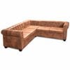 vidaXL Sof&aacute; de esquina Chesterfield 5 plazas cuero artificial marr&oacute;n