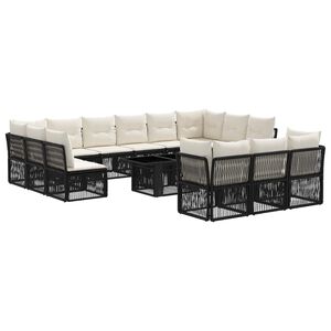 vidaXL Conjunto de sof&aacute;s de jard&iacute;n 14 uds. Negro rat&aacute;n sint&eacute;tico