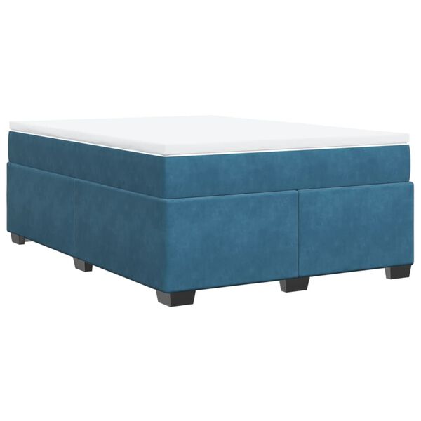vidaXL Cama box spring con colch&oacute;n terciopelo azul oscuro 160x200 cm