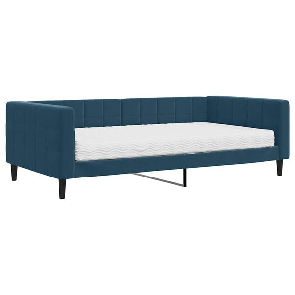 vidaXL Sof&aacute; cama con colch&oacute;n terciopelo azul 100x200 cm