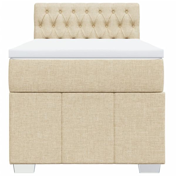 vidaXL Cama box spring con colch&oacute;n tela color crema 80x200 cm