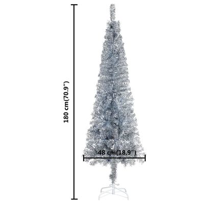vidaXL Árbol de Navidad delgado con luces plateado 180 cm