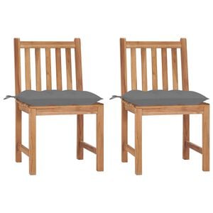 vidaXL Sillas de jard&iacute;n 2 uds madera maciza de teca con cojines