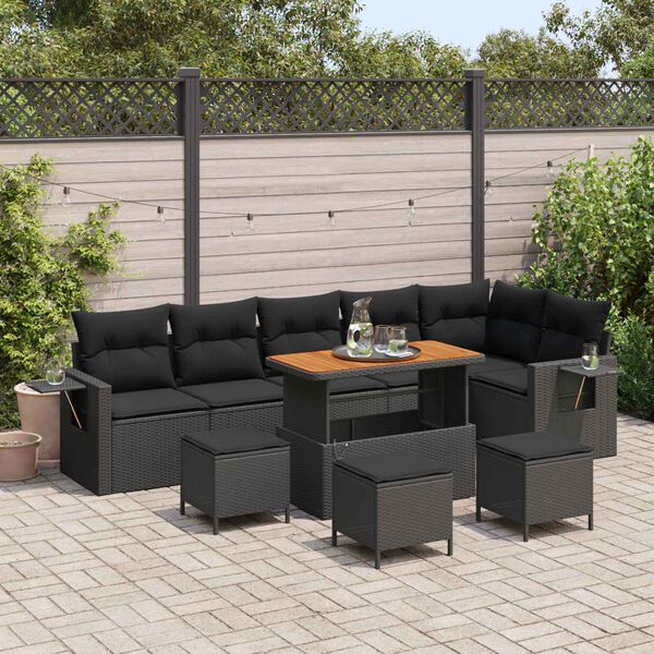 vidaXL Conjunto de sof&aacute;s de jard&iacute;n 12 pcs Negro rat&aacute;n sint&eacute;tico