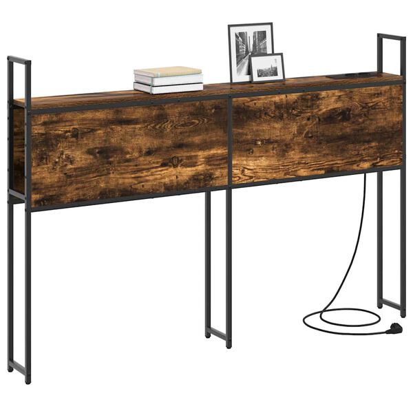 vidaXL Cabecero de Almacenamiento con Estaci&oacute;n de Carga Roble ahumado