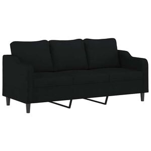 vidaXL Sof&aacute; de 3 plazas de tela negro 180 cm