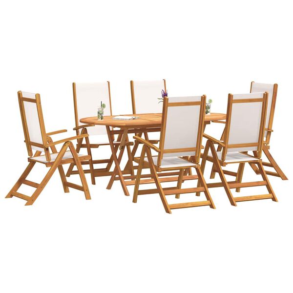 vidaXL Juego comedor de jard&iacute;n 7 pzas madera maciza acacia y textileno