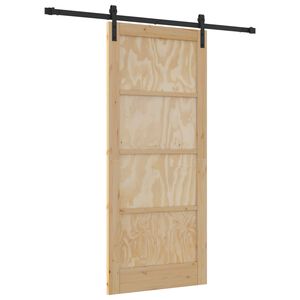 vidaXL Puerta Corredera Natural y negro 86 x 198,5 cm