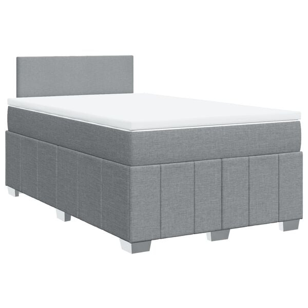vidaXL Cama box spring con colch&oacute;n tela gris claro 120x190 cm