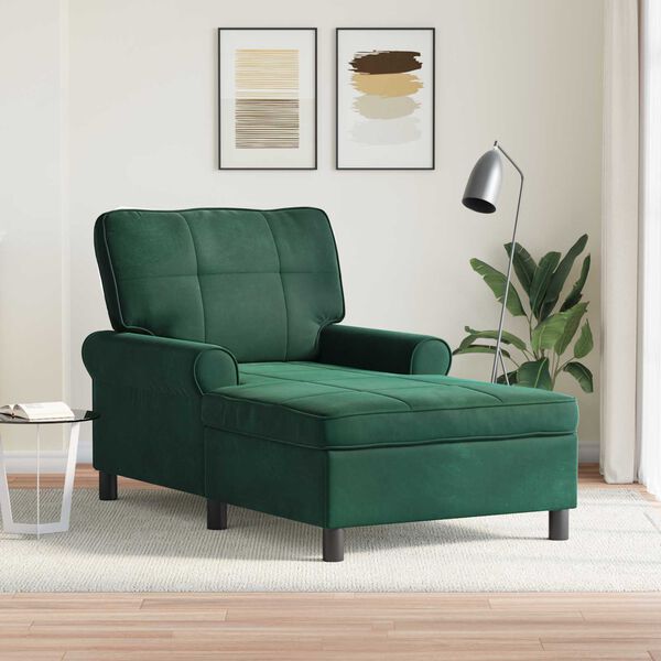 vidaXL Sill&oacute;n reclinable Verde oscuro 91 x 157 x 91 cm Terciopelo