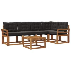 vidaXL Conjunto de sof&aacute;s de exterior 6 uds. Natural y negro