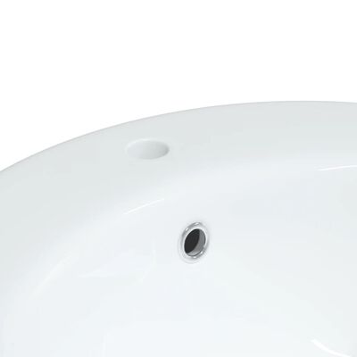 vidaXL Lavabo de baño ovalado cerámica blanco 52x46x20 cm