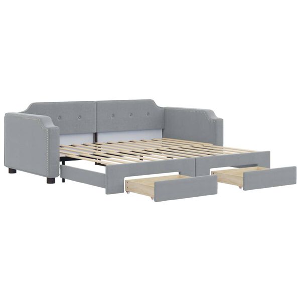 vidaXL Sof&aacute; cama nido con cajones tela gris claro 80x200 cm