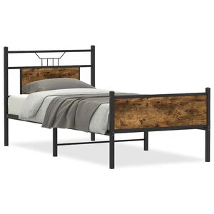 vidaXL Estructura cama sin colch&oacute;n madera roble ahumado 80x200 cm