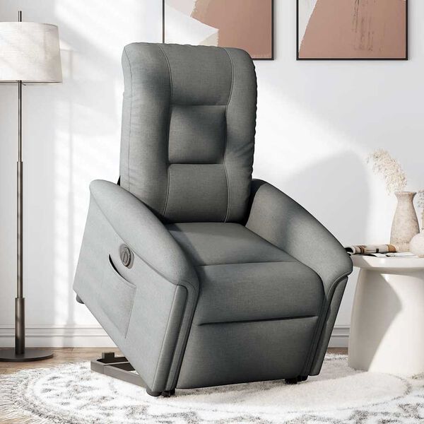 vidaXL Sill&oacute;n el&eacute;ctrico reclinable elevable de tela gris claro